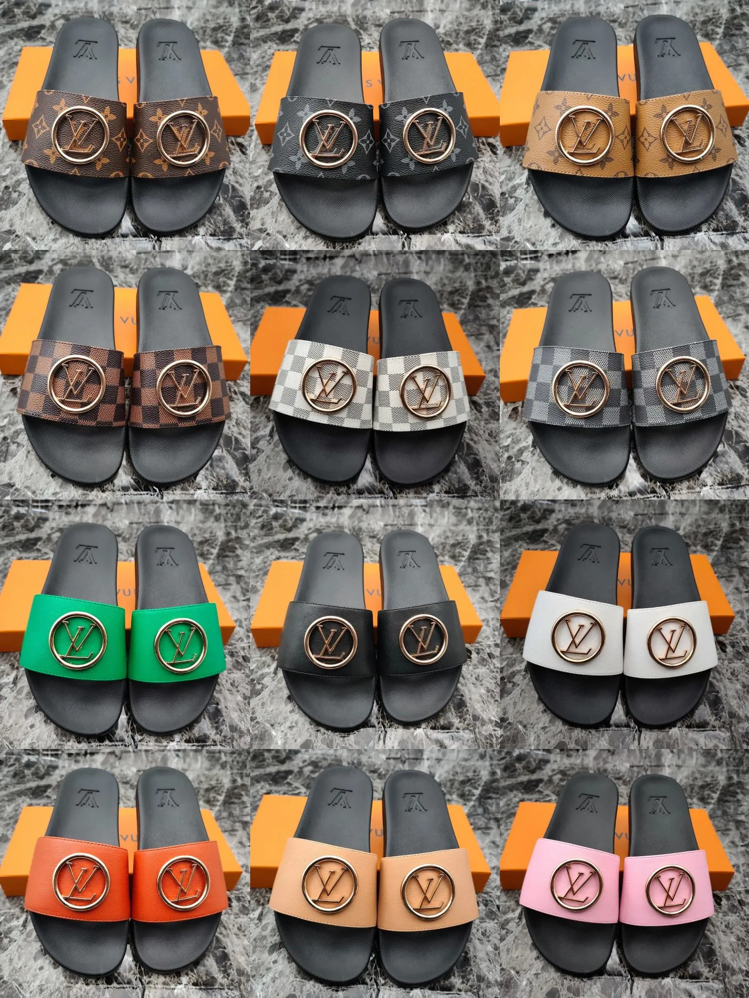 👟👟Ex-factory price 280👟👟 (available all year round) same style for men and women, size 35--48. Couple style🎗Louis Vuitton "LV" slippers, a much-anticipated one, so beautiful that it will melt your hearts❤! It is simply a masterpiece of extraordinary craftsmanship. It is a must-have for everyone. It is made by open mold. It feels Q-bounce and super soft on the feet. It is super delicate on the feet. It is an exclusive model. There are many layouts, so there is always one you like🎉🎉